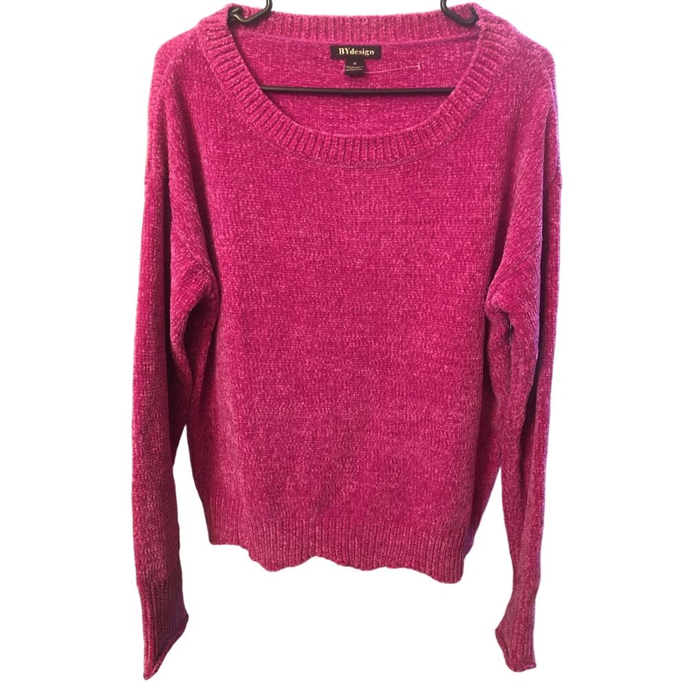 BYdesign Nordstrom Hot Pink Chunky Knit Scoop Neck Sweater NWOT Size M